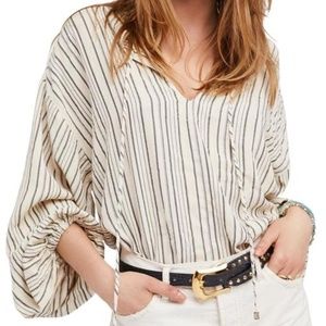 Free People Bishop Sleeve Striped Tunic- Small